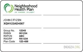 Carte d'assurance maladie du Rhode Island
